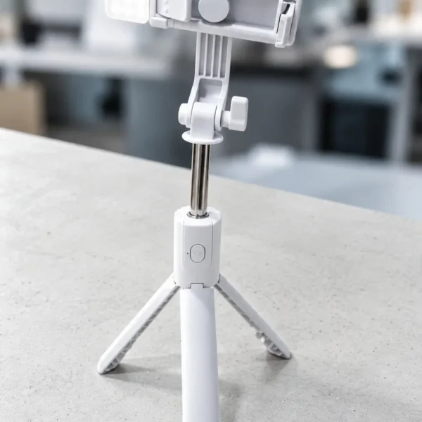 Tripé Selfie Stick para celular com luz LED - Branco
