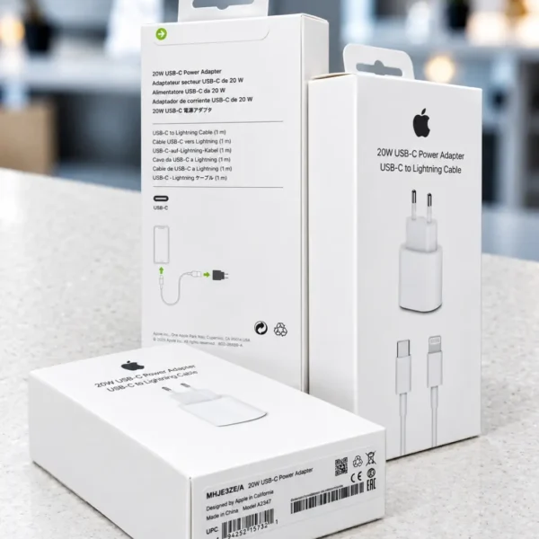 Kit carregador iPhone USB-C de 20W + cabo USB-C para Lightning de 1 metro